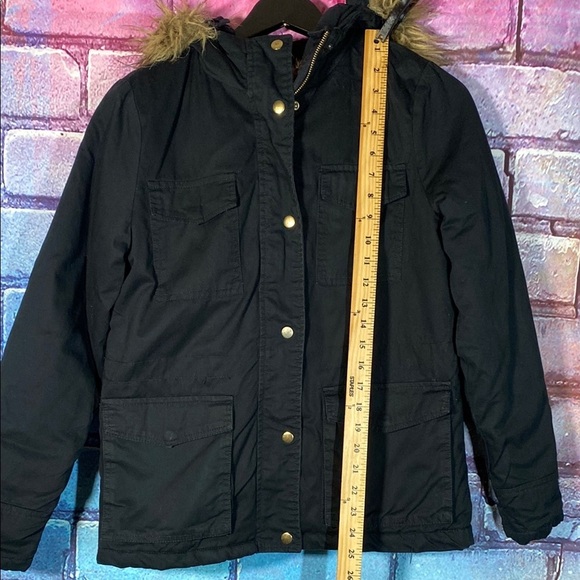 Miss London Faux Fur Hooded Parka Jacket Quilted - Small Black - Picture 6 of 9